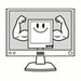 a smiling computer flexing its biceps